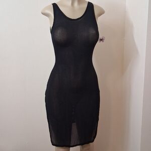 Black Sheer Mesh Swimsuit Cover-Up Small Grunge Whimsigoth